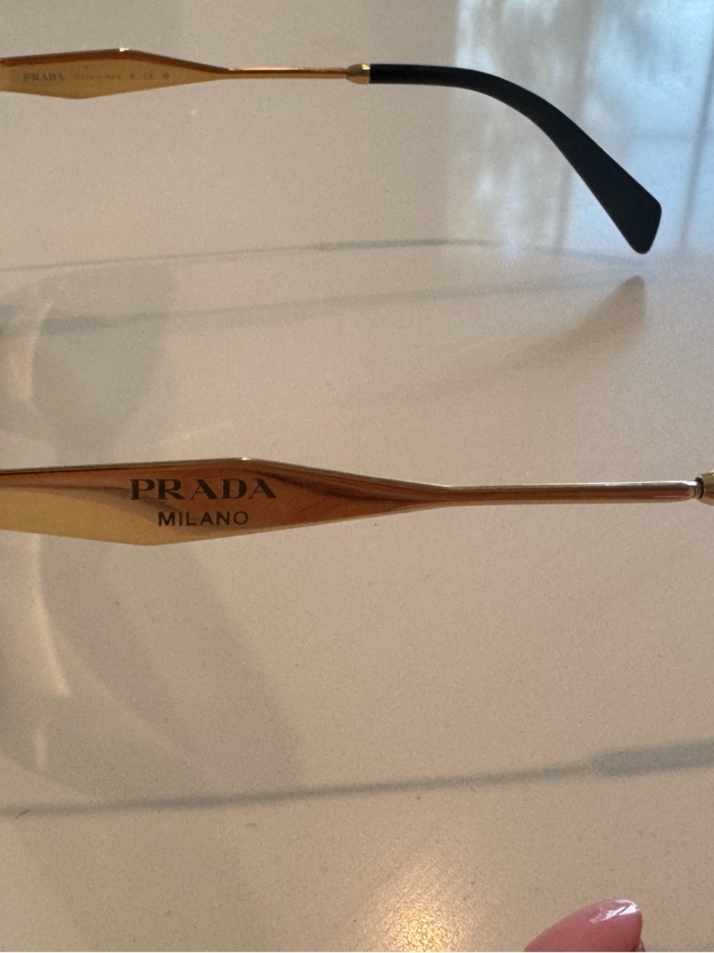 Prada Black Oversized Square Sunglasses with gold Temples - Picture 6 of 7